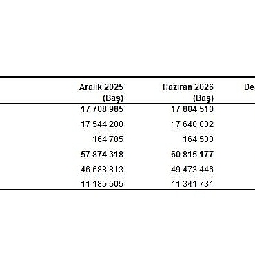 Hayvancılık İstatistikleri, Haziran 2026