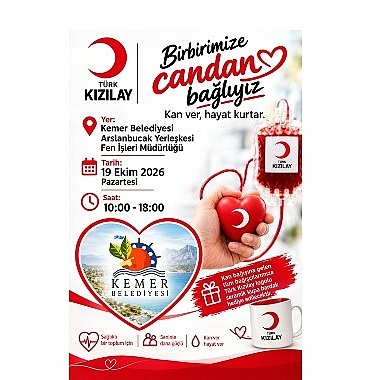 Türk Kızılay kan bağışı tırı Kemer Belediyesi Hizmet Alanı’na geliyor
